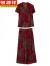 恒源祥夏季高端时尚妈妈装新款两件套中年女士真丝香云纱套装高腰阔腿裤 红色 XXL建议115-125斤
