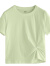 茵曼女2024夏季新款扭结不规则气质显瘦圆领纯棉短袖T恤 嫩绿色 S