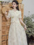 苏彩尼（SUCAINI）新中式连衣裙女装2024夏季新款国风套装小个子气质盘扣长裙子夏天 S533杏色 S（建议85-96斤）