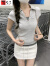 百含玉网红温柔夏季韩版bm修身polo撞色假两件提花设计感短袖T恤上衣热 灰色 S