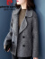 皮尔卡丹2024年春秋新款毛呢外套女小个子显高加厚款秋季女式西装式呢大衣 灰色 3XL (建议150-165斤)