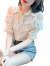 俞兆林短袖雪纺衬衫女2024年夏季新款时尚露肩优雅木耳边小衫职业衬衣女 白色  L（建议105-115斤）