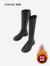 奥康（Aokang）官方女靴 冬季新款时尚粗跟加绒舒适不过膝长筒保暖骑士靴 黑色 39
