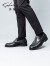 沙驰（SATCHI）男鞋2024新款轻奢鹿皮柔软一脚蹬轻底商务休闲皮鞋 商场同款 黑色 39
