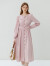 范思蓝恩23FS13353正式场合长袖连衣裙女新款气质通勤衬衫裙 粉色 S