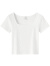 森马短袖T恤女商场同款短款紧身夏季2024新款显瘦方领上衣 本白10102 155/80A/S
