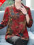 牧雅诺（muyanuo）妈妈母亲真丝衬衫薄款大码春夏装中长袖桑蚕丝衬衣中老年女装上衣 红色 XL90-105斤