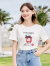 百图betu女装夏季新款T恤百搭字母趣味印花短袖T恤女2306T12 白色 M