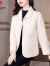 皮尔卡丹（pierre cardin）品牌女装小个子短款菱格棉衣棉服女2022秋冬季洋气轻薄款棉袄外套 白色 M