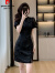 皮尔卡丹（pierre cardin）新中式旗袍连衣裙2024夏季新款国风盘扣小个子显瘦气质优雅裙子女 黑色  XL  建议115-125斤