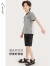 纯一良品（CUNYI）童装男童短袖T恤2024夏季新款中大童儿童后背条纹圆领上衣 灰色 130cm