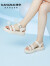 康奈（kangnai）女鞋夏季新款厚底防滑耐磨时尚休闲沙滩运动凉鞋18234077 米白色 39