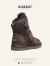 AU&MU澳洲冬季羊皮毛一体雪地靴男女大码中筒靴子加绒加厚保暖防滑棉鞋 N375巧色 38 U7