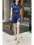 Avmko简约衬衫职业套装女2023新款夏季简约时尚通勤气质短袖短裤两件套 蓝色 L