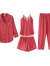 MSJ【100%桑蚕丝】重磅真丝睡衣女新款夏季性感韩版新款家居服四件套 砖红色-四件套 XL（推荐110-125斤）