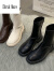 EBRUK MARE瘦瘦靴女2024年秋冬新款韩版时尚单靴惠州马丁靴子 黑色 单靴升级版 38