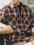 LEE NELLY色织提花美式经典复古格子衬衫男短袖夏季休闲外套男款半袖衬衣男 卡其格 XL(140-160斤)