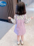 迪士尼（Disney）女童碎花连衣裙春秋款2024新款洋气衣服春季女宝宝儿童装春装裙子 碎花牛仔套装 90cm(90cm)