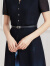娜尔思（NAERSI）商场同款时尚设计感印花修身绞综连衣裙2024夏新款(配腰带) 深青紫色 2XL