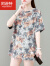 阿逊特（AspecialXun）品牌轻奢女装 中长款扎染T恤女短袖2022年夏季新款韩版高个子宽松 花灰 M