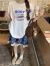 Jret短袖女新款2024年韩式设计感字母印花短袖女潮宽松白色t恤女 白色 M