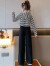 有品童话（yopin Toho）女童秋季套装5-6-7-8-9岁小女孩春秋新款洋气休闲中大童条纹套装 黑色套装 120码-建议身高115cm左右