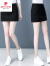 皮尔卡丹（pierre cardin）牛仔工装裤女短裤2024年新款半身裙假两件一体包臀裙子直筒裙裤子 黑色 S