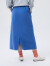 Gap女装秋季美式复古LOGO法式圈织软半身裙736147时尚高腰长裙 蓝色 160/64A(XXS)