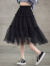 迪士尼（Disney）女童半身裙春秋季2024新款韩版儿童大童春装网纱裙中长款蓬蓬裙子 黑色 160cm