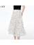 LILY2023夏新款女装气质复古通勤艺术印花减龄百褶显瘦高腰半身裙 601白色 S