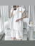 CMMM-III美式复古潮牌运动套装男款夏季麂皮绒宽松大码无袖背心短裤两件套 白色 M