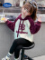 迪士尼（Disney）女童春装卫衣2024新款儿童洋气韩版女孩春秋连帽拼色字母春季上衣 紫红 110cm(110cm)