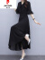 皮尔卡丹（pierre cardin）雪纺连衣裙子女士装夏季2024年新款黑色高端洋气显瘦气质时髦长裙 酒红色 3XL (140-150斤)