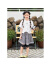 茵曼（INMAN）童装女童套装23年夏季新品中大童网纱接T恤拼短裙两件套 黑白格 120cm