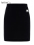 MO&Co.【美丽诺绵羊毛】复古运动风包臀半身裙设计感裙子 黑色 S/160