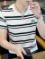 啄木鸟（TUCANO）夏季新款男士短袖t恤条纹修身体恤青年休闲冰丝潮流半袖衣服 黑色 XL
