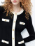 MO&Co.法式雕花金扣修身A摆针织连衣裙气质设计感显瘦小香风 黑色 M/165