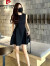 皮尔卡丹（pierre cardin）2024新款法式赫本风黑色连衣裙子女夏季小个子设计感收腰a字短裙 黑色无·袖 40/45kg/S