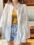 浪莎（LangSha）薄款防晒女2024夏季新款韩版超仙仙女防晒开衫百搭衬衫外套透气 白色 S