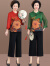 缇米媗妈妈夏装小衫套装中老年女中国风盘扣时尚印花上衣宽松大码两件套 红色（单上衣8066） 5XL建议穿140-150斤