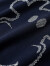 子牧棉麻2023秋装 女韩版宽松POLO领拼接上衣烫钻长袖假两件卫衣6018 蓝色 XL(建议120-130斤)