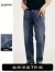 gxg.jeans男装牛仔裤2024年春季磨破做旧设计复古休闲水洗长裤子 牛仔蓝 175/L