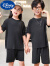 迪士尼（Disney）儿童冰丝睡衣夏季薄款短袖短裤2件套大童男童女童家居服两件套 黑色 100建议身高90-100cm年龄3-4岁