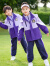 川孩小学生校服春秋冬季冲锋三件套装粉色一年级儿童班服幼儿园园服 紫色三件套 100