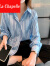 拉夏贝尔（La Chapelle）轻奢女装 衬衫女2022春秋季新款韩版设计感时尚网红炸街叠穿 绿色 L
