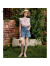 恩曼琳（ANMANI）23夏季新款法式优雅高腰阔腿A字牛仔短裤EANDBB09 牛仔蓝 S