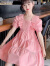 迪士尼（Disney）女童连衣裙2024夏天新款网红儿 童洋气公主裙中大童花边超仙裙子 粉红色 150(参考年龄10-11岁)