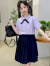 迪士尼（Disney）女童夏季短袖衬衫套装JK套裙2024新款韩版学院风衬衫百褶裙两件套 图片色 160cm