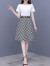 AIMANJIE香港潮牌小个子连衣裙夏季新款女装时尚洋气减龄显瘦时尚套装裙子 B款-黑色上衣+黑色裙子（套装） XXL建议（127-137斤）