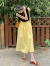 浪莎（LangSha）黄色A字裙女春夏新款显瘦垂感半身裙设计感小众松紧腰赫本风伞裙 黑色背心 M